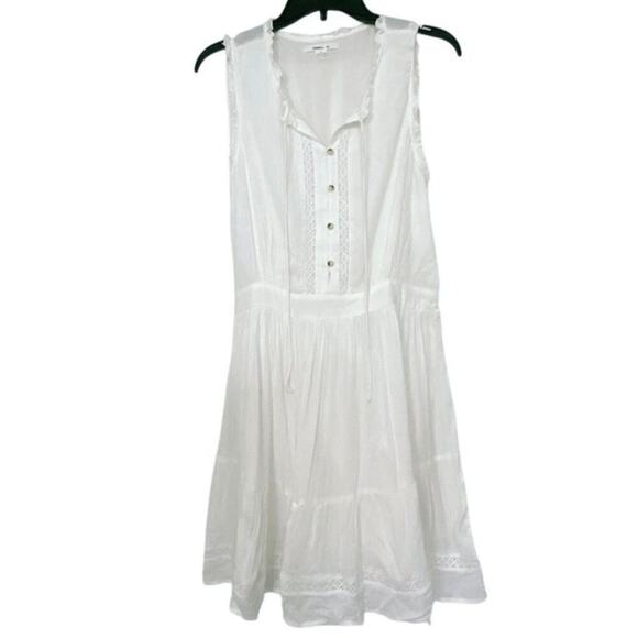 O’Neill White Sleeveless Ruffle Tiered Button Front Mini Dress New Size Large - Picture 1 of 15